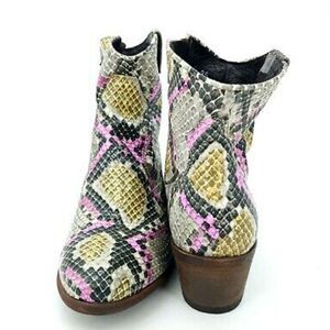 Cordani Womens Snakeskin Faux Leather Ankle Bootie Multicolor Block Heel